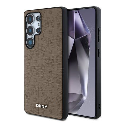Galaxy S25 Ultra Kılıf DKNY Orjinal Lisanslı Magnetik PU Deri Grid Pattern Kılıf