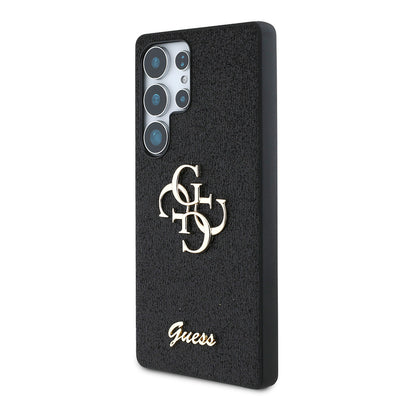Galaxy S25 Ultra Kılıf Guess Orjinal Lisanslı 4G Büyük Metal Logolu Glitter Kapak Gold