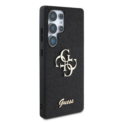Galaxy S25 Ultra Kılıf Guess Orjinal Lisanslı 4G Büyük Metal Logolu Glitter Kapak Gold
