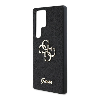 Galaxy S25 Ultra Kılıf Guess Orjinal Lisanslı 4G Büyük Metal Logolu Glitter Kapak Gold