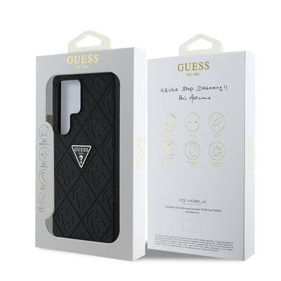 Galaxy S25 Ultra Kılıf Guess Orjinal Lisanslı 4G Desenli Sıcak Damgalı Üçgen Logolu Kapak Pembe