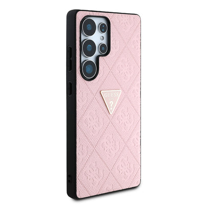 Galaxy S25 Ultra Kılıf Guess Orjinal Lisanslı 4G Desenli Sıcak Damgalı Üçgen Logolu Kapak Siyah