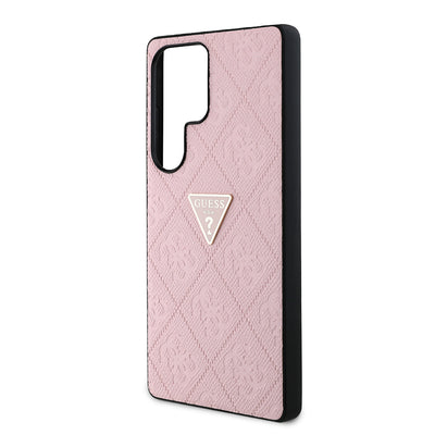 Galaxy S25 Ultra Kılıf Guess Orjinal Lisanslı 4G Desenli Sıcak Damgalı Üçgen Logolu Kapak Siyah