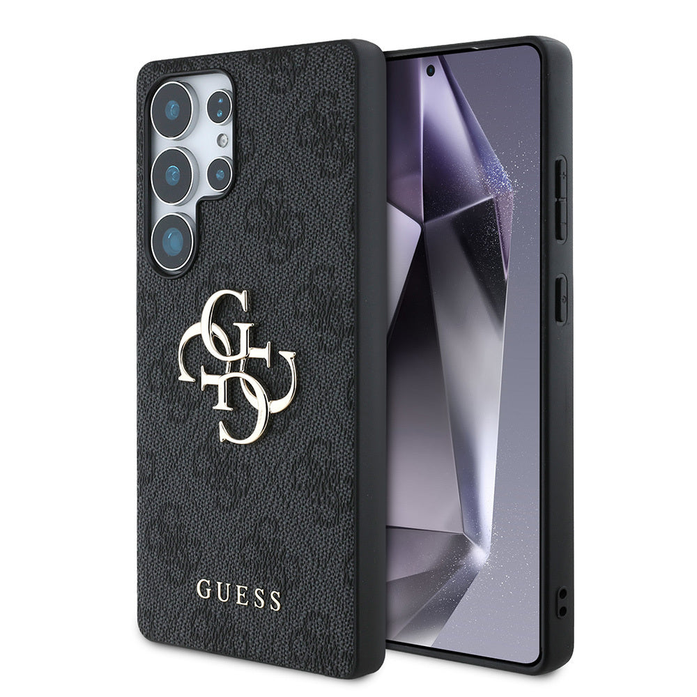 Galaxy S25 Ultra Kılıf Guess Orjinal Lisanslı PU Deri 4G Desenli Metal Büyük 4G ve Yazı Logolu Kılıf