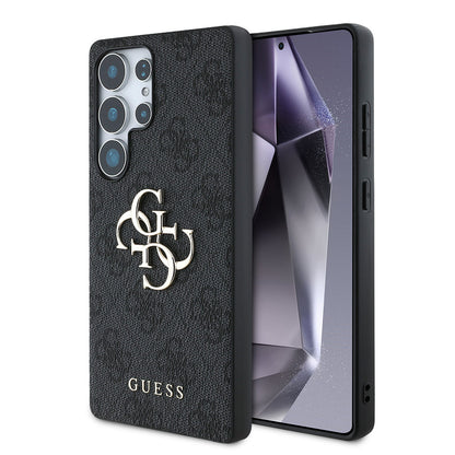 Galaxy S25 Ultra Kılıf Guess Orjinal Lisanslı PU Deri 4G Desenli Metal Büyük 4G ve Yazı Logolu Kılıf
