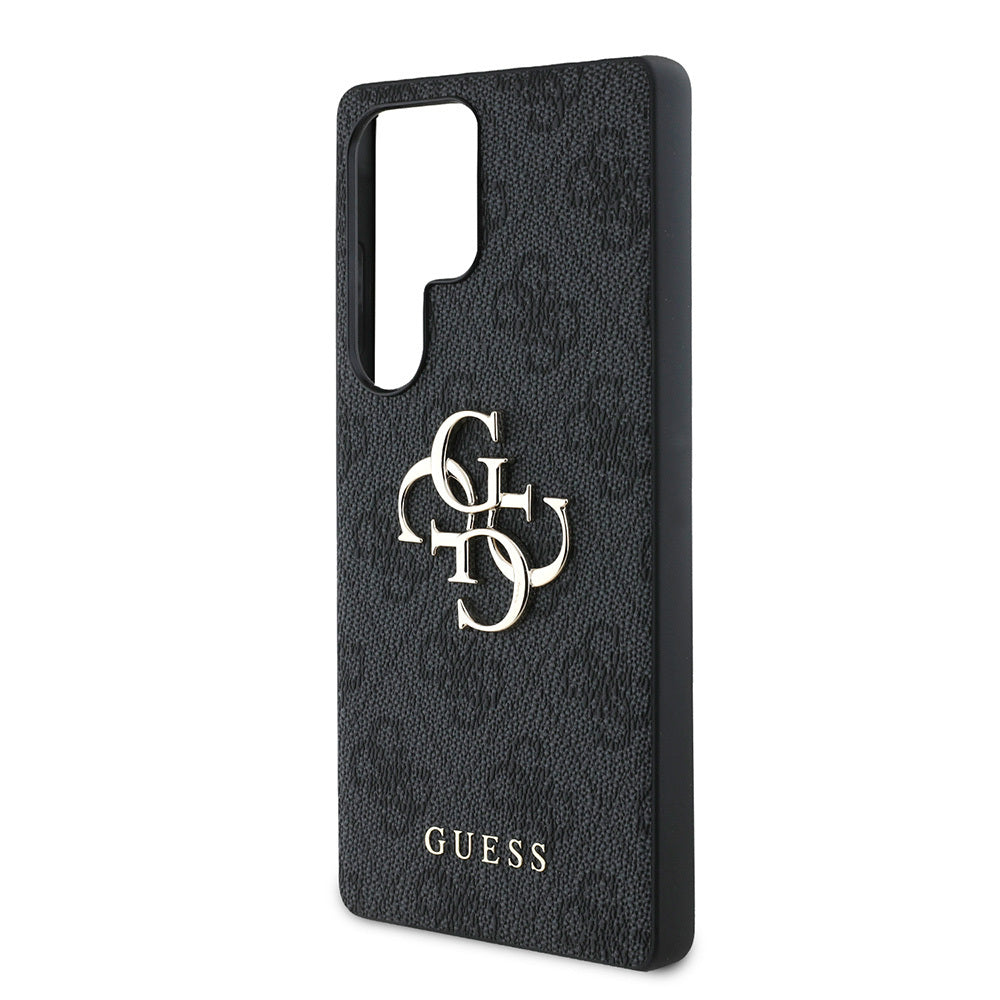 Galaxy S25 Ultra Kılıf Guess Orjinal Lisanslı PU Deri 4G Desenli Metal Büyük 4G ve Yazı Logolu Kılıf