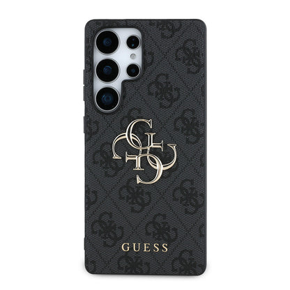 Galaxy S25 Ultra Kılıf Guess Orjinal Lisanslı PU Deri 4G Desenli Metal Büyük 4G ve Yazı Logolu Kılıf
