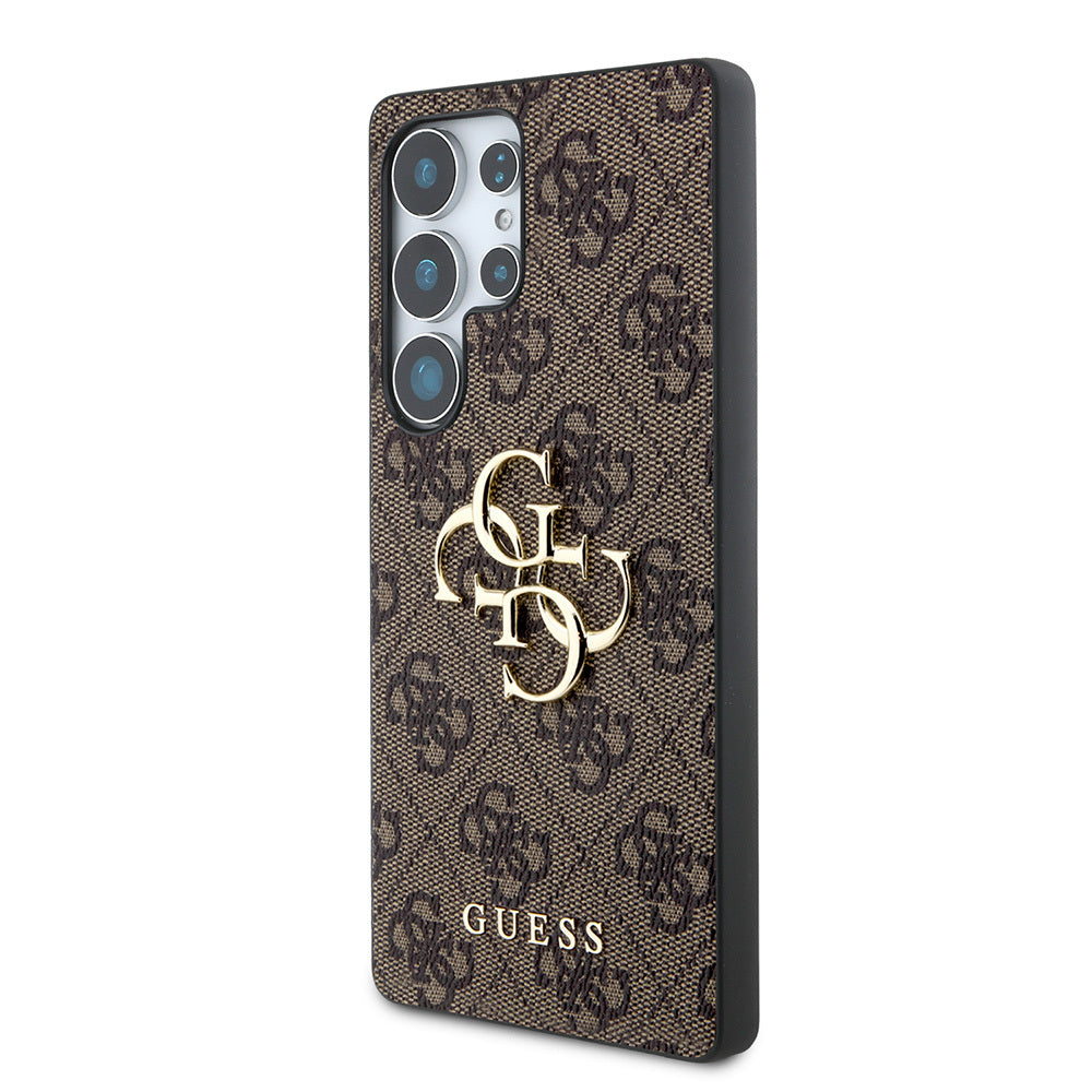 Galaxy S25 Ultra Kılıf Guess Orjinal Lisanslı PU Deri 4G Desenli Metal Büyük 4G ve Yazı Logolu Kılıf