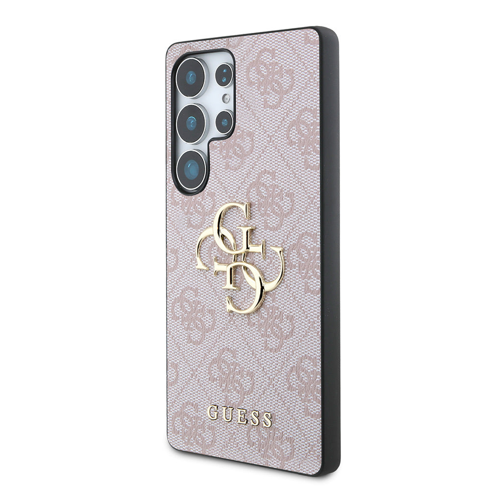 Galaxy S25 Ultra Kılıf Guess Orjinal Lisanslı PU Deri 4G Desenli Metal Büyük 4G ve Yazı Logolu Kılıf