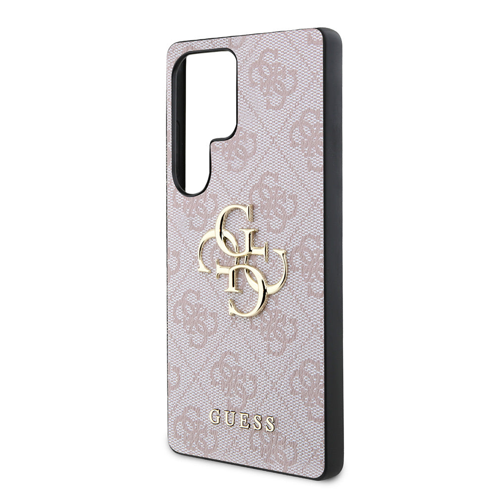 Galaxy S25 Ultra Kılıf Guess Orjinal Lisanslı PU Deri 4G Desenli Metal Büyük 4G ve Yazı Logolu Kılıf