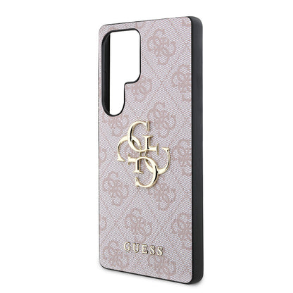 Galaxy S25 Ultra Kılıf Guess Orjinal Lisanslı PU Deri 4G Desenli Metal Büyük 4G ve Yazı Logolu Kılıf
