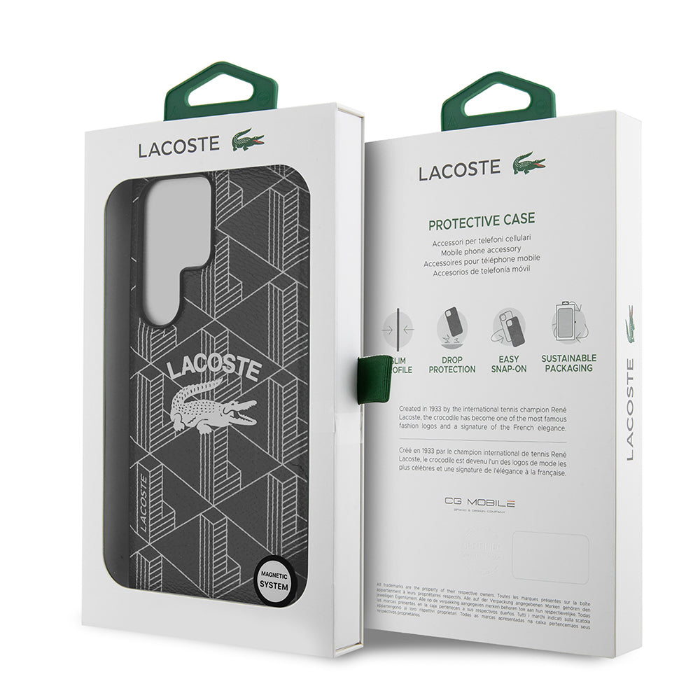 Galaxy S25 Ultra Kılıf Lacoste Orjinal Lisanslı M-safe Şarj Özellikli Mono Vintage Logo Kılıf