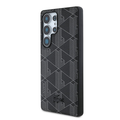 Galaxy S25 Ultra Kılıf Lacoste Orjinal Lisanslı M-safe Şarj Özellikli PU Deri Görünümlü Karışık Monogram Desenli Kılıf