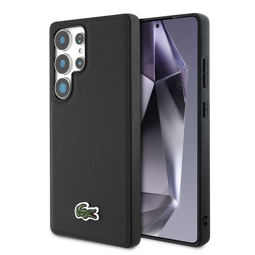 Galaxy S25 Ultra Kılıf Lacoste Orjinal Lisanslı PU Pike Desenli Arka Yüzey İkonik Timsah Dokuma Logolu Kılıf