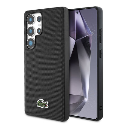 Galaxy S25 Ultra Kılıf Lacoste Orjinal Lisanslı PU Pike Desenli Arka Yüzey İkonik Timsah Dokuma Logolu Kılıf