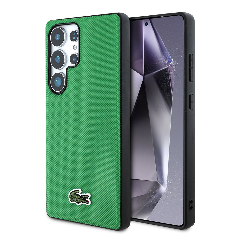 Galaxy S25 Ultra Kılıf Lacoste Orjinal Lisanslı PU Pike Desenli Arka Yüzey İkonik Timsah Dokuma Logolu Kapak Siyah