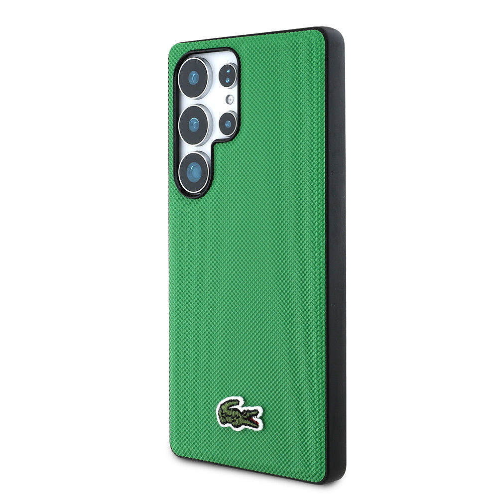 Galaxy S25 Ultra Kılıf Lacoste Orjinal Lisanslı PU Pike Desenli Arka Yüzey İkonik Timsah Dokuma Logolu Kapak Siyah