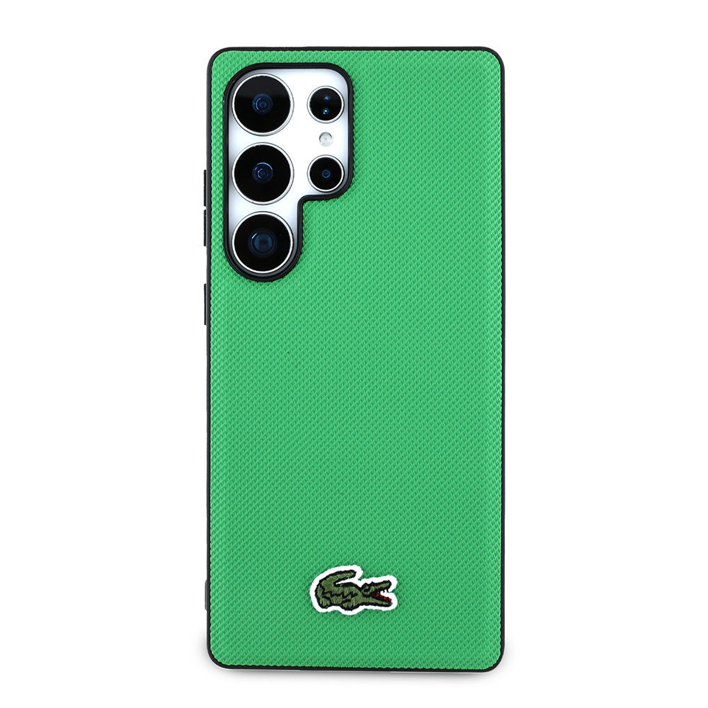 Galaxy S25 Ultra Kılıf Lacoste Orjinal Lisanslı PU Pike Desenli Arka Yüzey İkonik Timsah Dokuma Logolu Kapak Siyah