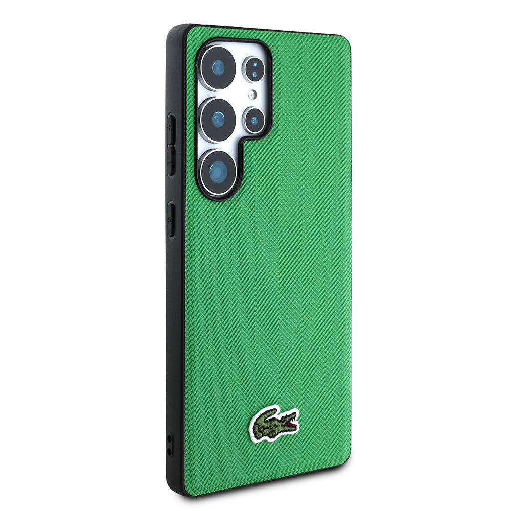 Galaxy S25 Ultra Kılıf Lacoste Orjinal Lisanslı PU Pike Desenli Arka Yüzey İkonik Timsah Dokuma Logolu Kapak Siyah