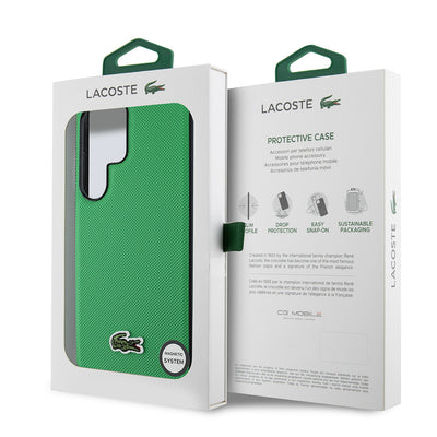 Galaxy S25 Ultra Kılıf Lacoste Orjinal Lisanslı PU Pike Desenli Arka Yüzey İkonik Timsah Dokuma Logolu Kapak Siyah