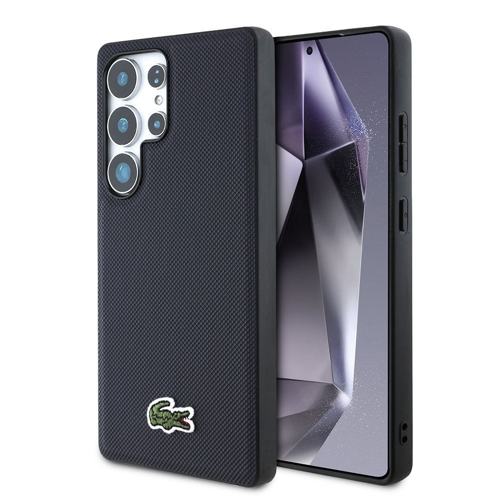 Galaxy S25 Ultra Kılıf Lacoste Orjinal Lisanslı PU Pike Desenli Arka Yüzey İkonik Timsah Dokuma Logolu Kılıf