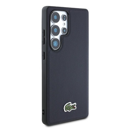 Galaxy S25 Ultra Kılıf Lacoste Orjinal Lisanslı PU Pike Desenli Arka Yüzey İkonik Timsah Dokuma Logolu Kılıf