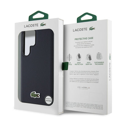 Galaxy S25 Ultra Kılıf Lacoste Orjinal Lisanslı PU Pike Desenli Arka Yüzey İkonik Timsah Dokuma Logolu Kapak Siyah