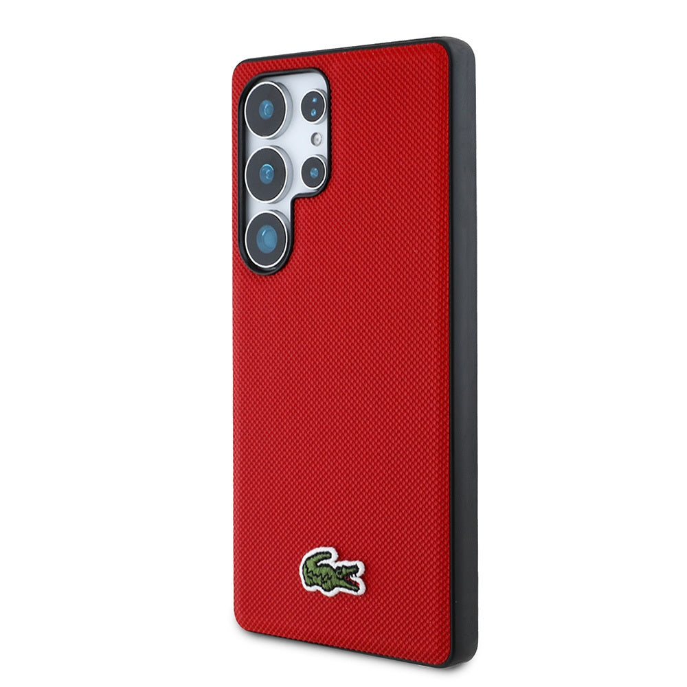 Galaxy S25 Ultra Kılıf Lacoste Orjinal Lisanslı PU Pike Desenli Arka Yüzey İkonik Timsah Dokuma Logolu Kılıf