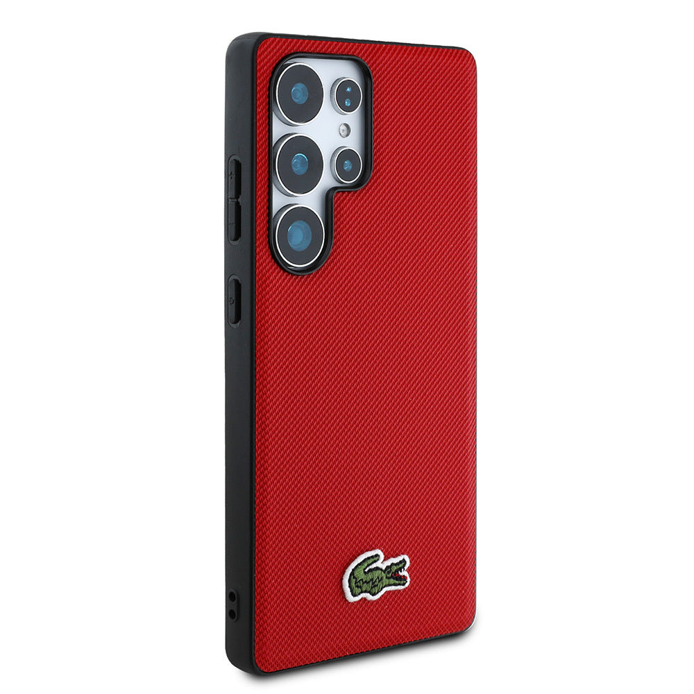 Galaxy S25 Ultra Kılıf Lacoste Orjinal Lisanslı PU Pike Desenli Arka Yüzey İkonik Timsah Dokuma Logolu Kılıf