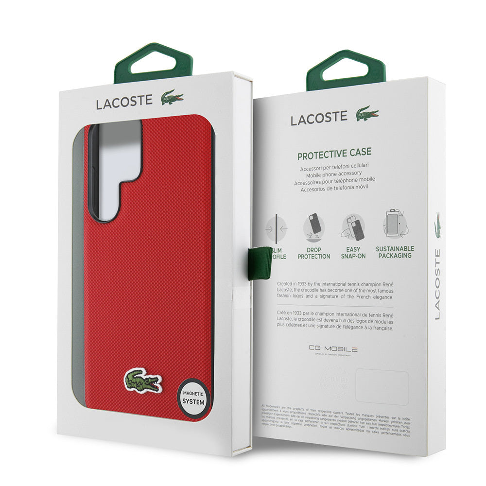 Galaxy S25 Ultra Kılıf Lacoste Orjinal Lisanslı PU Pike Desenli Arka Yüzey İkonik Timsah Dokuma Logolu Kapak Siyah