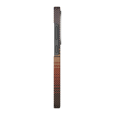 Galaxy S25 Ultra Kılıf M-safe Şarj Özellikli Aramid Fiber Pitaka Tactile Woven Sunset-Moonrise Serisi Kapak Kahverengi