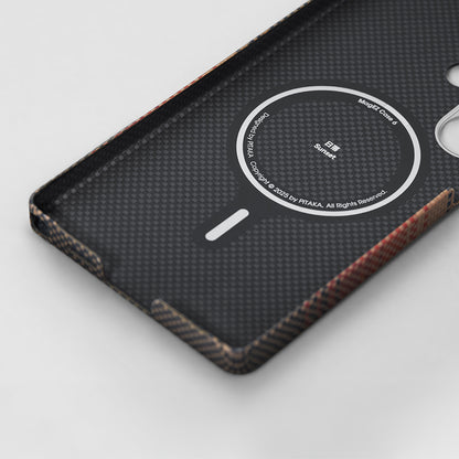 Galaxy S25 Ultra Kılıf M-safe Şarj Özellikli Aramid Fiber Pitaka Tactile Woven Sunset-Moonrise Serisi Kılıf