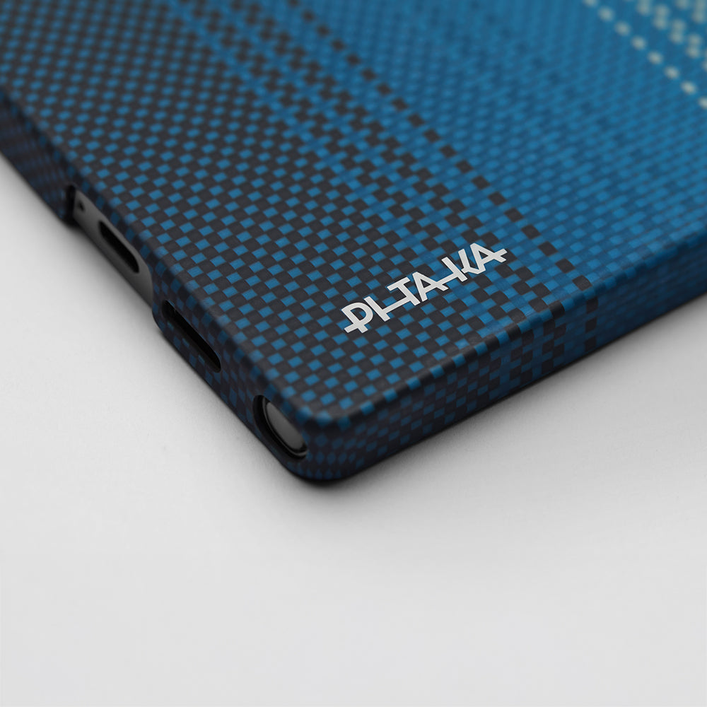 Galaxy S25 Ultra Kılıf M-safe Şarj Özellikli Aramid Fiber Pitaka Tactile Woven Sunset-Moonrise Serisi Kılıf