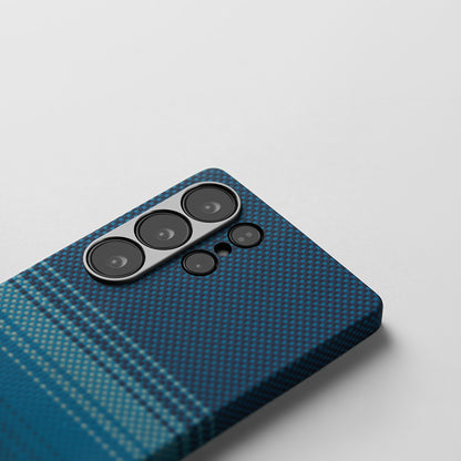 Galaxy S25 Ultra Kılıf M-safe Şarj Özellikli Aramid Fiber Pitaka Tactile Woven Sunset-Moonrise Serisi Kılıf