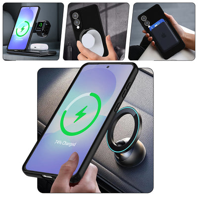 Galaxy S25 Ultra Kılıf M-safe Şarj Özellikli Standlı Zore Samara Kapak Pembe