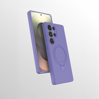 Galaxy S25 Ultra Kılıf M-safe Şarj Özellikli Standlı Zore Samara Kapak Titanyum-Gri