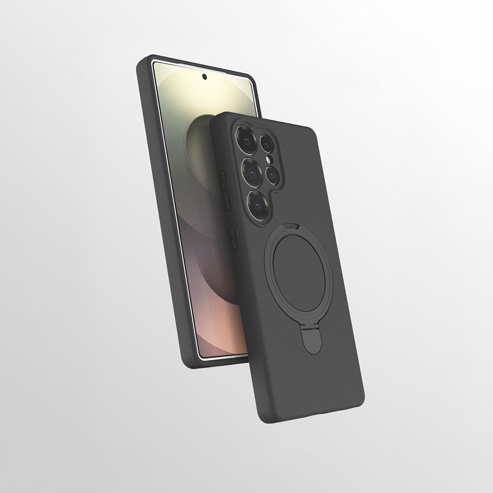 Galaxy S25 Ultra Kılıf M-safe Şarj Özellikli Standlı Zore Samara Kapak Titanyum-Gri