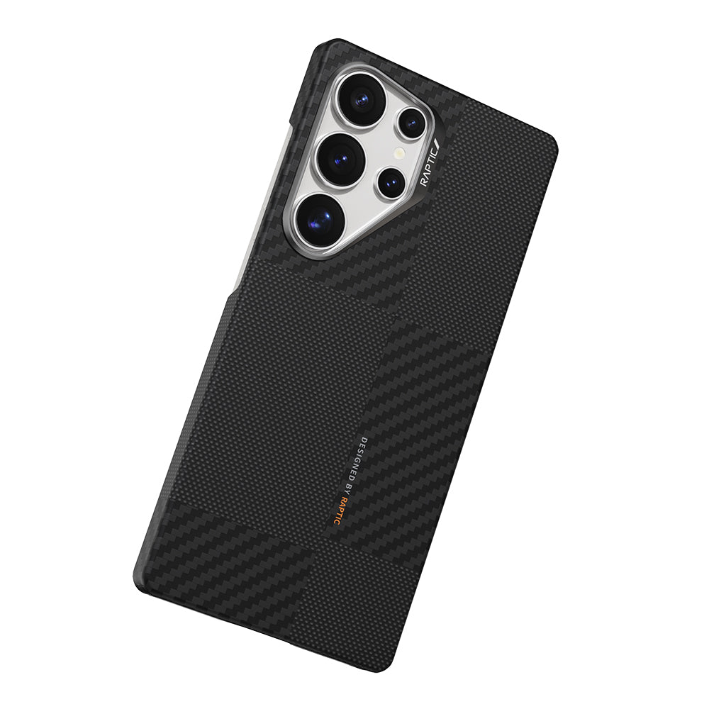 Galaxy S25 Ultra Kılıf M-safe Şarj Özellikli 600D Metal Kamera Çerçeveli Raptic Aramid Fiber Croxx Mondrian Serisi Kılıf