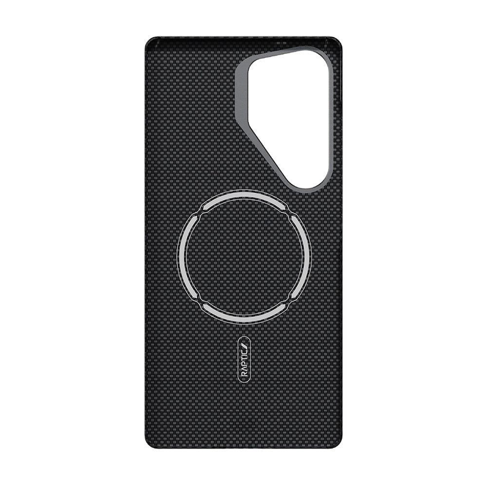 Galaxy S25 Ultra Kılıf M-safe Şarj Özellikli 600D Metal Kamera Çerçeveli Raptic Aramid Fiber Serisi Kapak Siyah