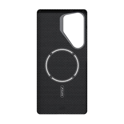 Galaxy S25 Ultra Kılıf M-safe Şarj Özellikli 600D Metal Kamera Çerçeveli Raptic Aramid Fiber Serisi Kapak Siyah