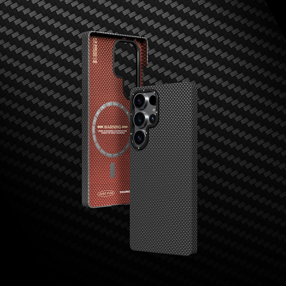 Galaxy S25 Ultra Kılıf M-safe Şarj Özellikli Aramid Fiber Youngkit 1500D Kevlar Extreme Wing Serisi Kılıf