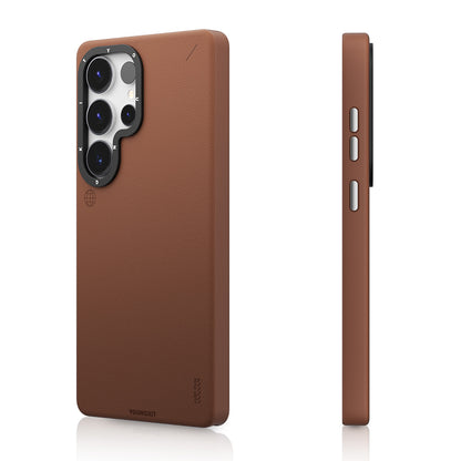 Galaxy S25 Ultra Kılıf M-safe Şarj Özellikli Basit Mat Deri Desenli Youngkit Tech Fashion Serisi Kılıf