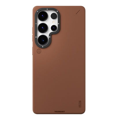 Galaxy S25 Ultra Kılıf M-safe Şarj Özellikli Basit Mat Deri Desenli Youngkit Tech Fashion Serisi Kılıf