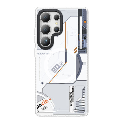 Galaxy S25 Ultra Kılıf Magsafe Şarj Özellikli Benks Dynamic Mecha Serisi Kapak Beyaz
