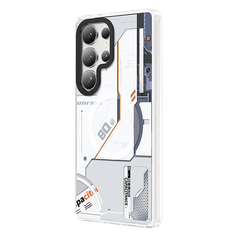Galaxy S25 Ultra Kılıf Magsafe Şarj Özellikli Benks Dynamic Mecha Serisi Kapak Beyaz