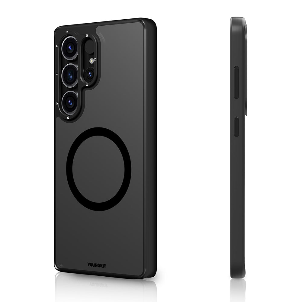 Galaxy S25 Ultra Kılıf M-safe Şarj Özellikli Cam Arka Yüzey TPU Youngkit Gemstone Serisi Kılıf