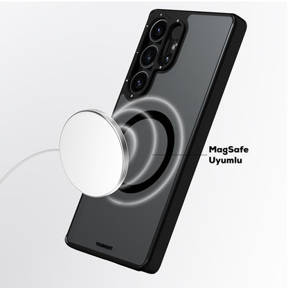 Galaxy S25 Ultra Kılıf M-safe Şarj Özellikli Cam Arka Yüzey TPU Youngkit Gemstone Serisi Kılıf
