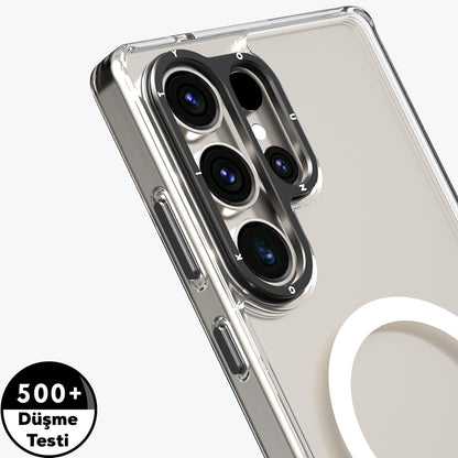 Galaxy S25 Ultra Kılıf M-safe Şarj Özellikli Cam Arka Yüzey TPU Youngkit Gemstone Serisi Kılıf