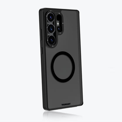 Galaxy S25 Ultra Kılıf M-safe Şarj Özellikli Cam Arka Yüzey TPU Youngkit Gemstone Serisi Kılıf