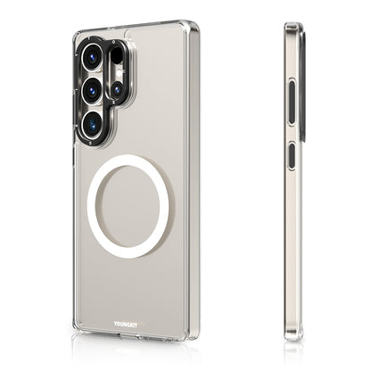 Galaxy S25 Ultra Kılıf M-safe Şarj Özellikli Cam Arka Yüzey TPU Youngkit Gemstone Serisi Kılıf